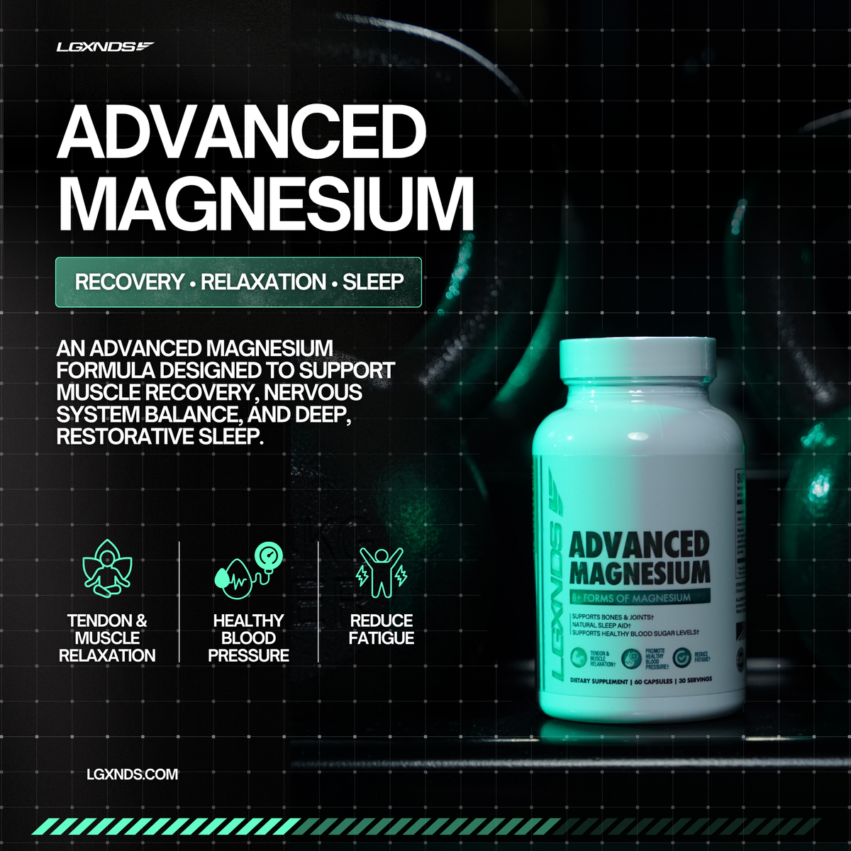 Advanced Magnesium supplement for muscle recovery, relaxation, and deep sleep support