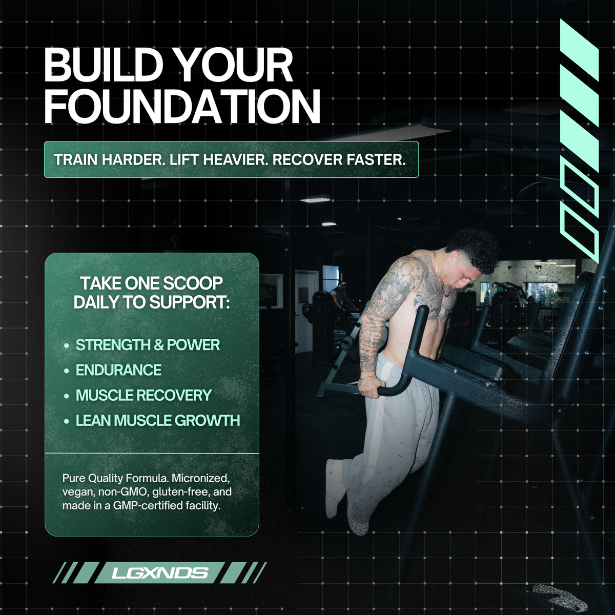 Athlete training for strength and muscle recovery with fitness supplements